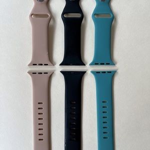 3 Apple Sport Watch bands, Silicone 44mm Size S/M